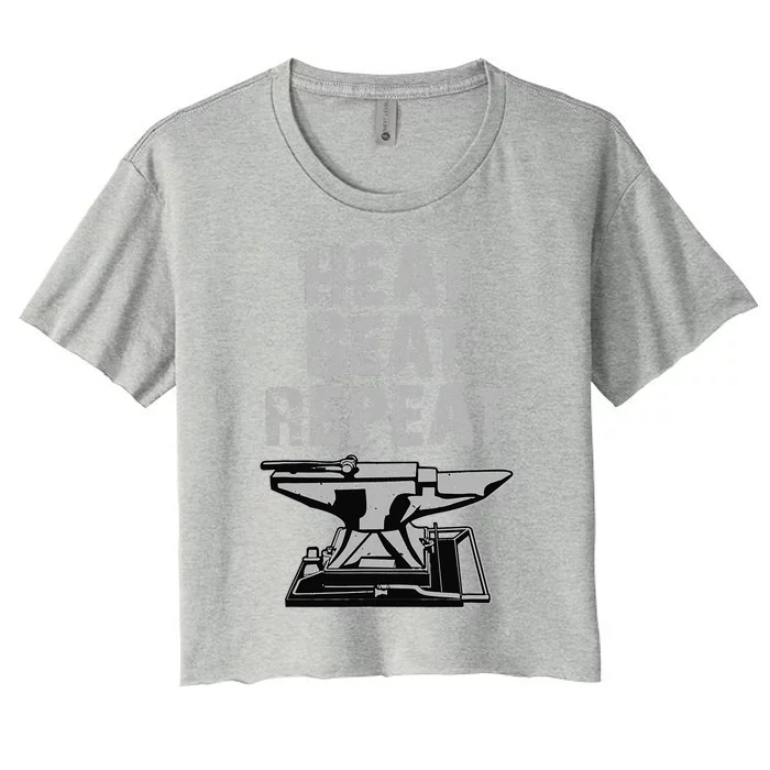 Funny Black Smithing Gift Heat Beat Repeat Women's Crop Top Tee