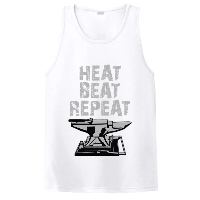 Funny Black Smithing Gift Heat Beat Repeat Performance Tank