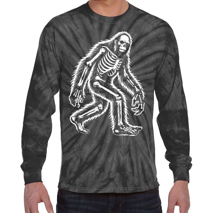 Funny Bigfoot Sasquatch Halloween Skeleton Tie-Dye Long Sleeve Shirt