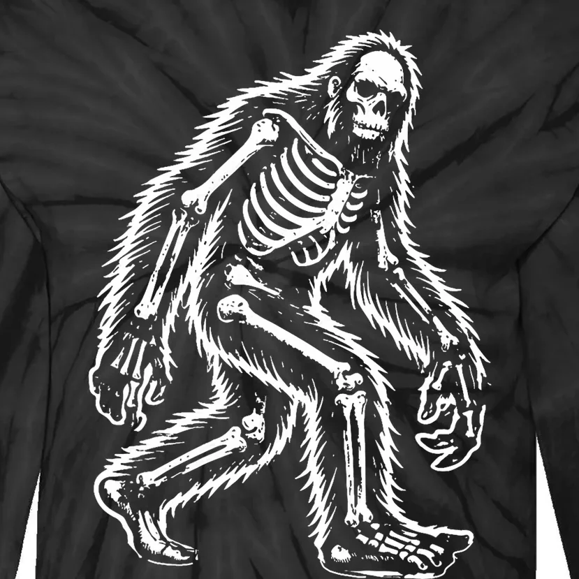 Funny Bigfoot Sasquatch Halloween Skeleton Tie-Dye Long Sleeve Shirt