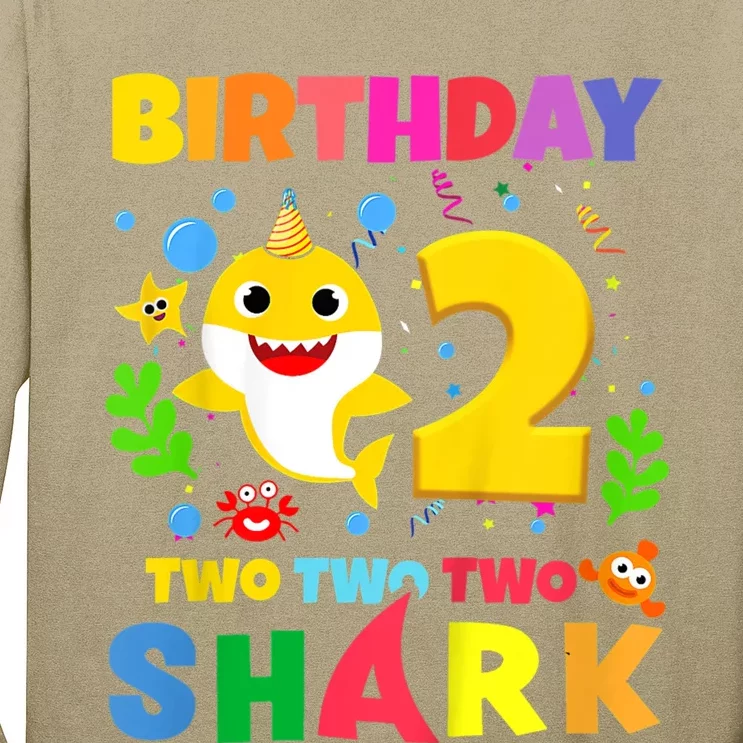 Funny Baby Shark 2nd Birthday Boy Girl Two 2 Year Old Gift 1 Long Sleeve Shirt