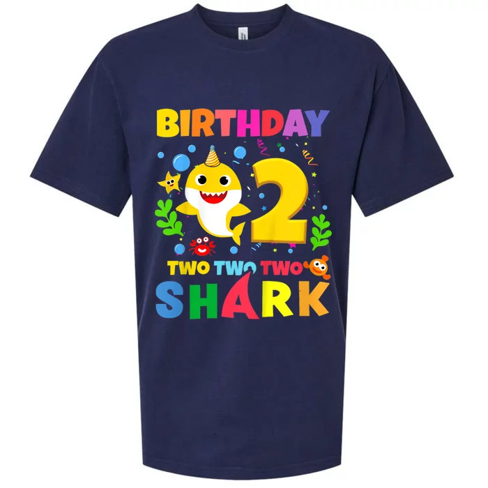 Funny Baby Shark 2nd Birthday Boy Girl Two 2 Year Old Gift 1 Sueded Cloud Jersey T-Shirt