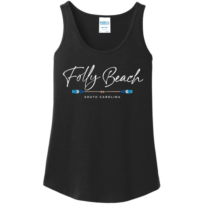 Folly Beach South Carolina Sc Oars Graphic Ladies Essential Tank