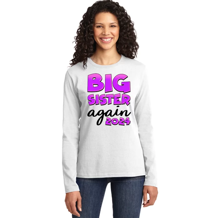 Funny Big Sister Again 2024 New Baby Sibling Ladies Long Sleeve Shirt