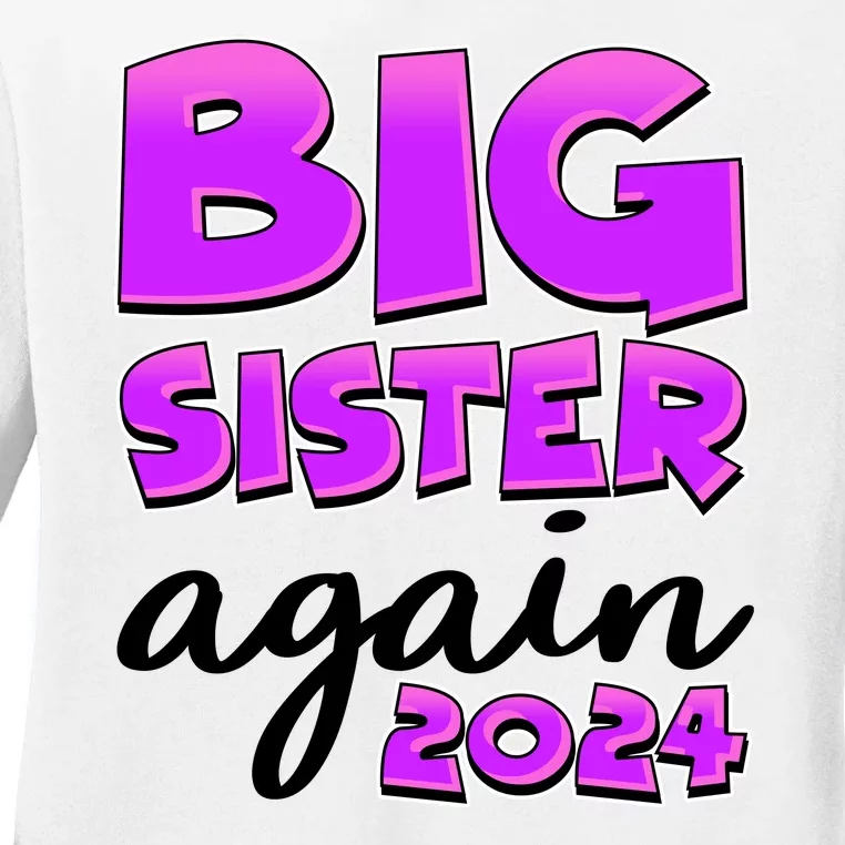 Funny Big Sister Again 2024 New Baby Sibling Ladies Long Sleeve Shirt