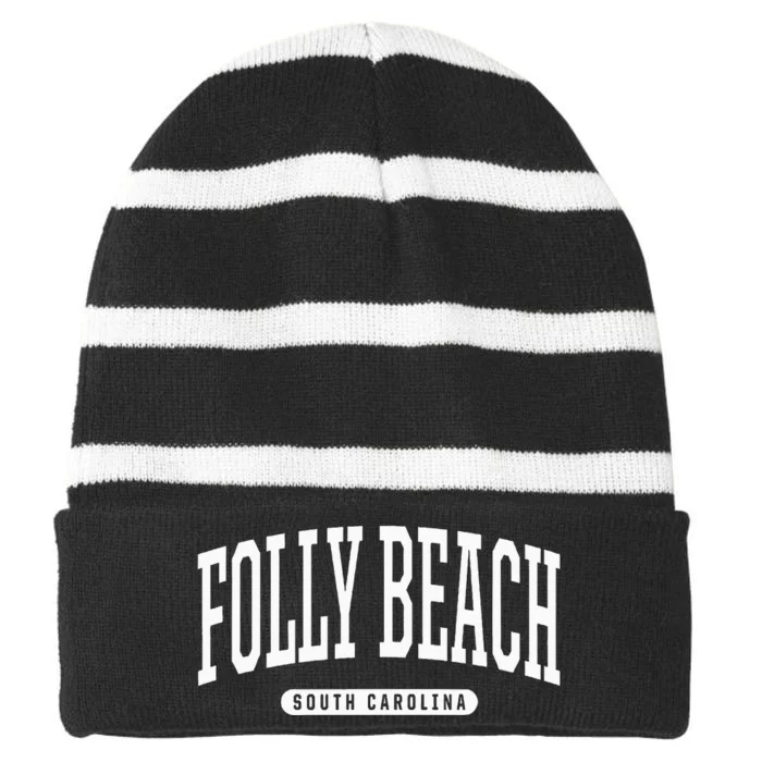 Folly Beach South Carolina Folly Beach Striped Beanie with Solid Band