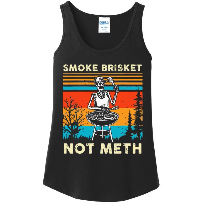 Funny BBQ Skeleton Smoke Brisket Not Meth Grilling Master Ladies Essential Tank