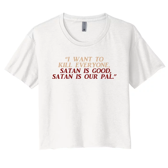 Funny Burbs Satan Chant By The Klopek Women's Crop Top Tee