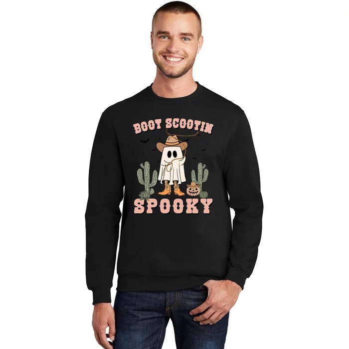 Funny Boot Scootin Spooky Cowboy Ghost Halloween Tall Sweatshirt