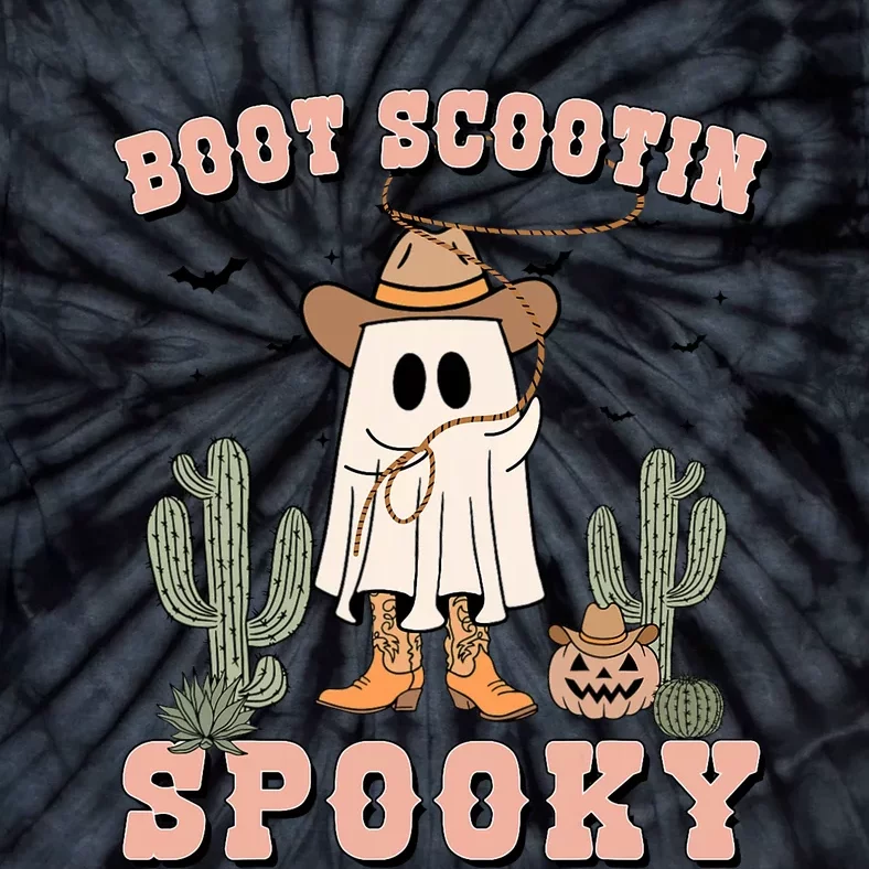 Funny Boot Scootin Spooky Cowboy Ghost Halloween Tie-Dye T-Shirt