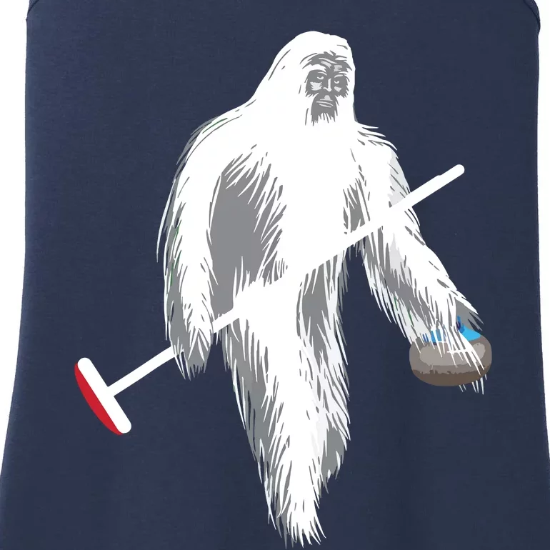 Funny Bigfoot Sasquatch Curling Cute Winter Gift Ladies Essential Tank