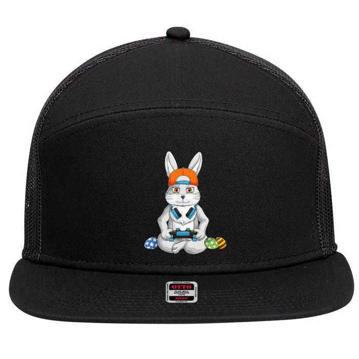 funnt Bunny Spring Easter Egg Hunt Easter 7 Panel Mesh Trucker Snapback Hat