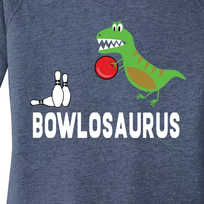 Funny Bowling Shirts Dinosaur Bowler Dino Gift Idea Women's Perfect Tri Tunic Long Sleeve Shirt