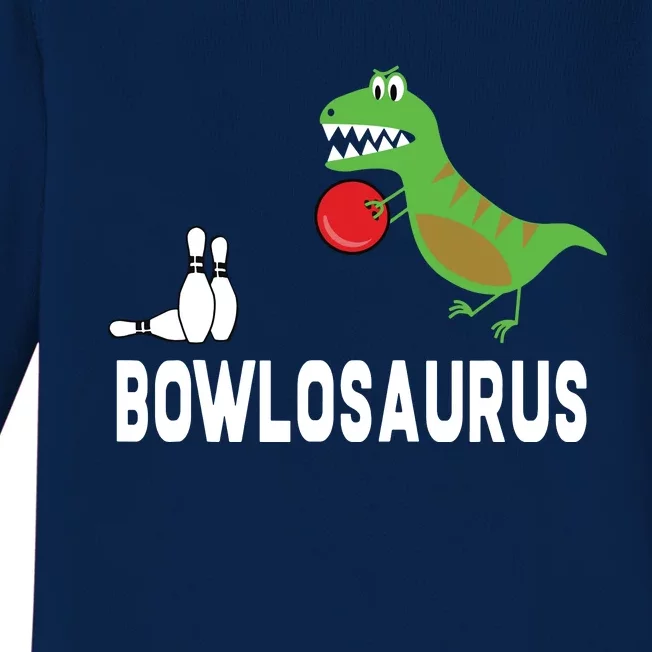 Funny Bowling Shirts Dinosaur Bowler Dino Gift Idea Baby Long Sleeve Bodysuit