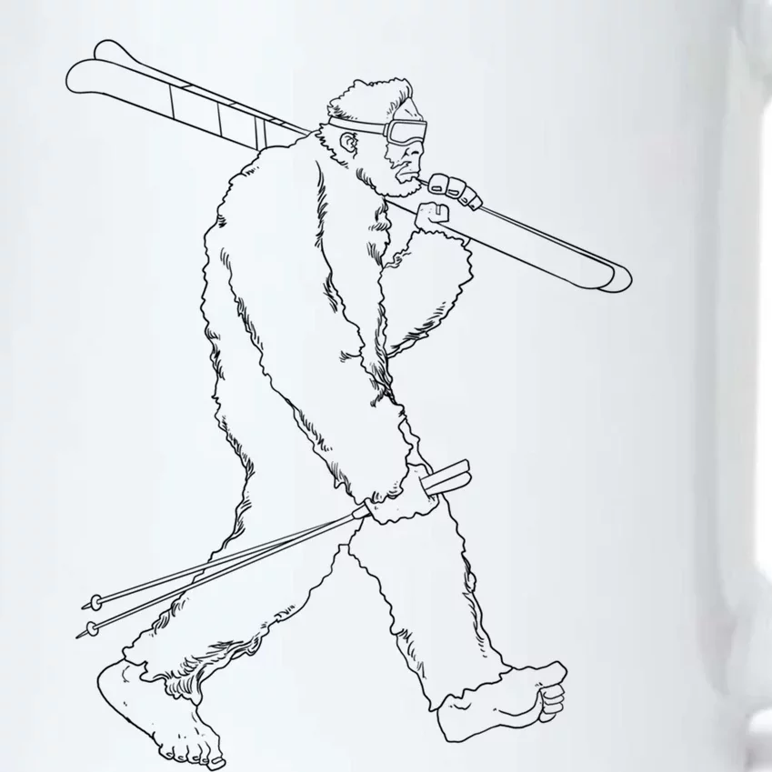 Funny Bigfoot Skiing Silhouette For Winter Ski Season Gift Black Color Changing Mug