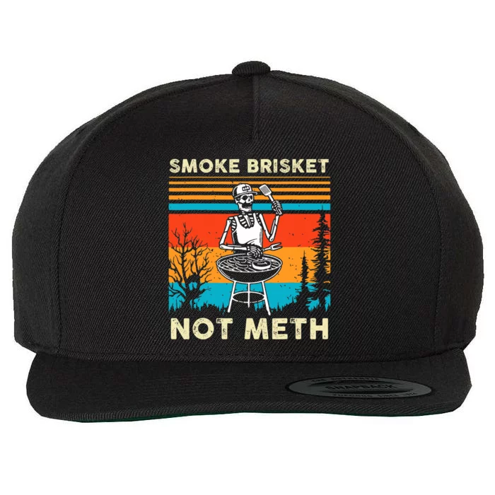 Funny BBQ Skeleton Smoke Brisket Not Meth Grilling Master Wool Snapback Cap