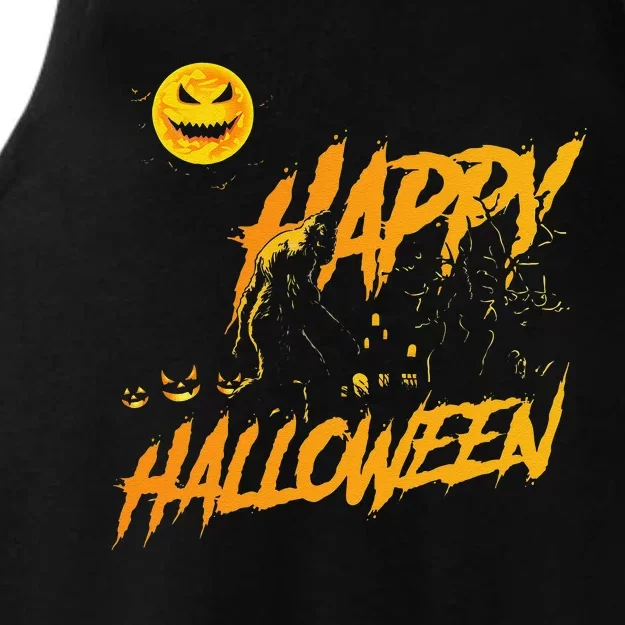 Funny Bigfoot Sasquatch Believer Happy Halloween Costume Ladies Tri-Blend Wicking Tank