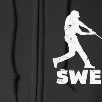 Funny Baseball Series Sweep Batter Swinging Broom Full Zip Hoodie