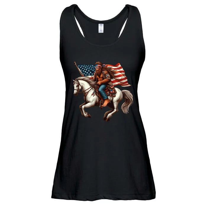 Funny Bigfoot Sasquatch Usa Mullet Bandana Horse Riding Ladies Essential Flowy Tank