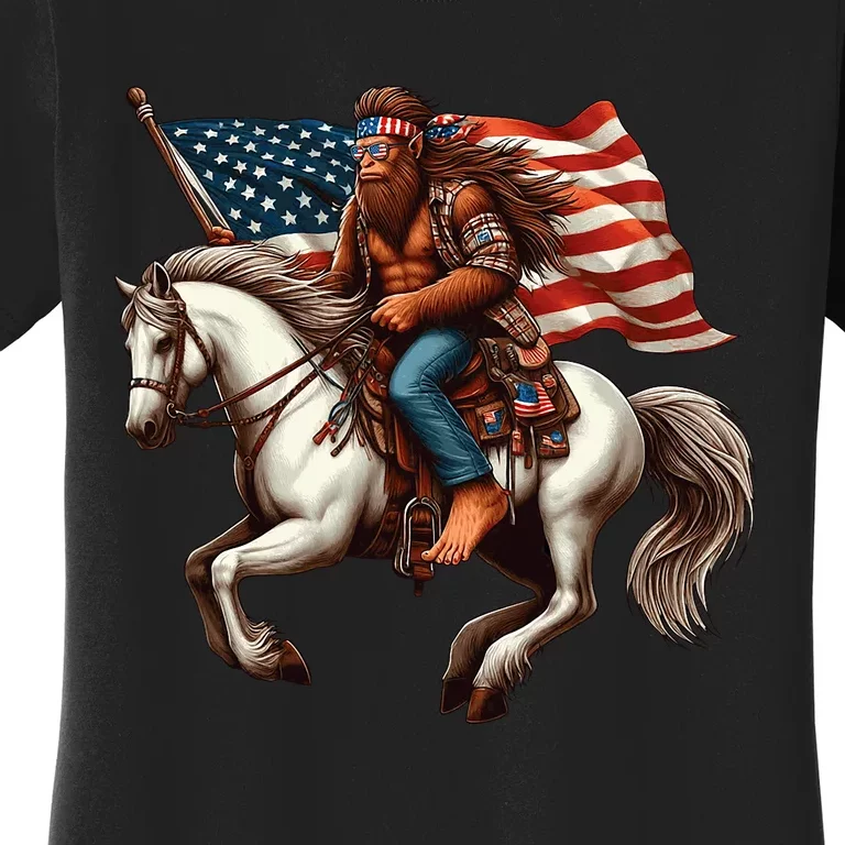 Funny Bigfoot Sasquatch Usa Mullet Bandana Horse Riding Women's T-Shirt