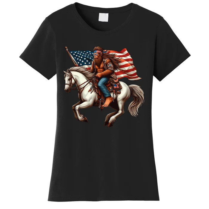 Funny Bigfoot Sasquatch Usa Mullet Bandana Horse Riding Women's T-Shirt