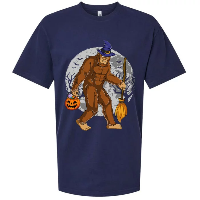 Funny Bigfoot Sasquatch Witch Halloween Costume Sueded Cloud Jersey T-Shirt