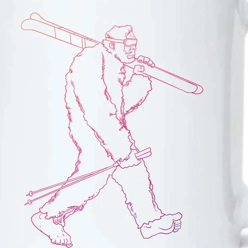 Funny Bigfoot Skiing Silhouette For Winter Ski Season Gift Black Color Changing Mug