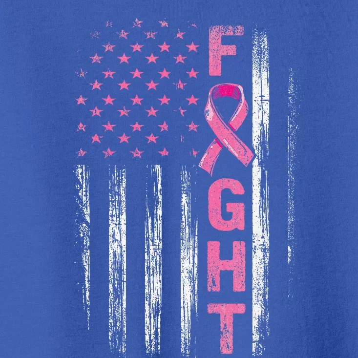 Fight Breast Survivor American Flag Breast Cancer Awareness Toddler T-Shirt