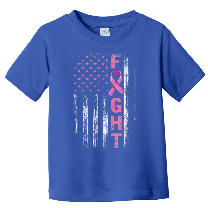 Fight Breast Survivor American Flag Breast Cancer Awareness Toddler T-Shirt