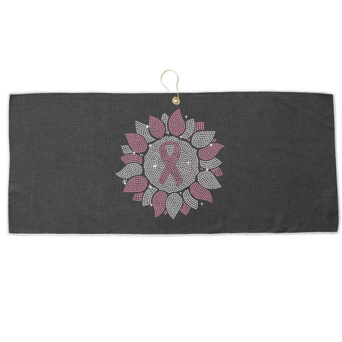 Funny Bling Sunflower Ribbon Breast Cancer Awareness Large Microfiber Waffle Golf Towel