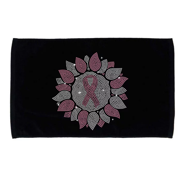 Funny Bling Sunflower Ribbon Breast Cancer Awareness Microfiber Hand Towel