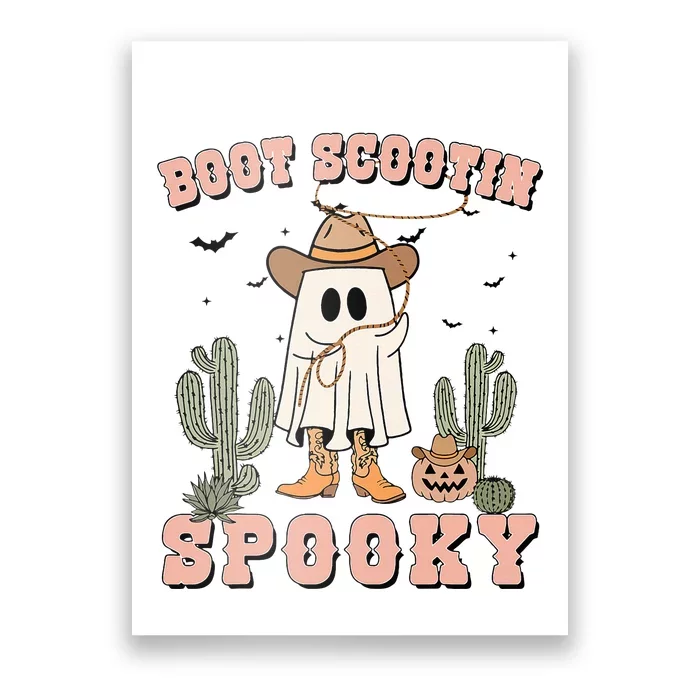 Funny Boot Scootin Spooky Cowboy Ghost Halloween Poster