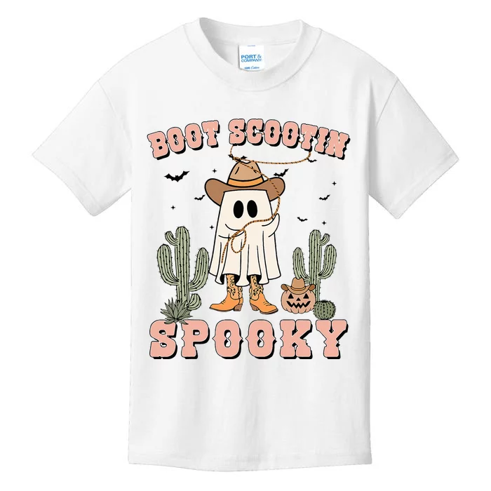 Funny Boot Scootin Spooky Cowboy Ghost Halloween Kids T-Shirt