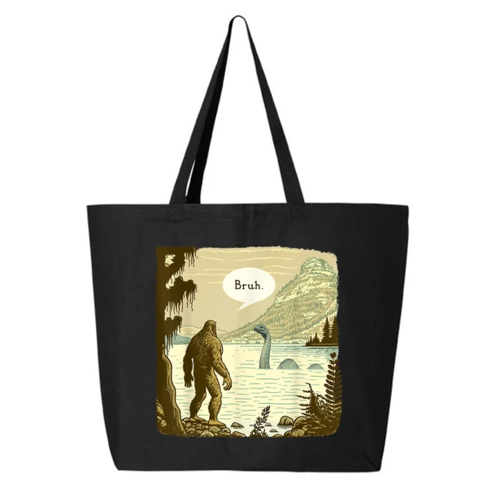 Funny Bigfoot Sasquatch Loch Ness Monster Introvert Bruh 25L Jumbo Tote