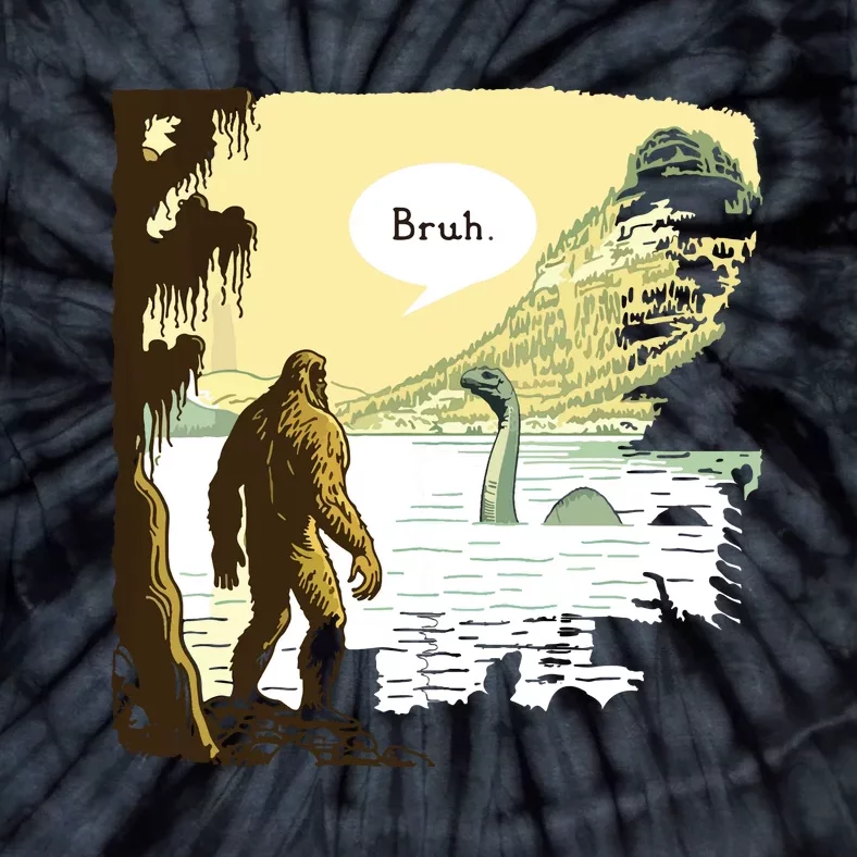 Funny Bigfoot Sasquatch Loch Ness Monster Introvert Bruh Tie-Dye T-Shirt