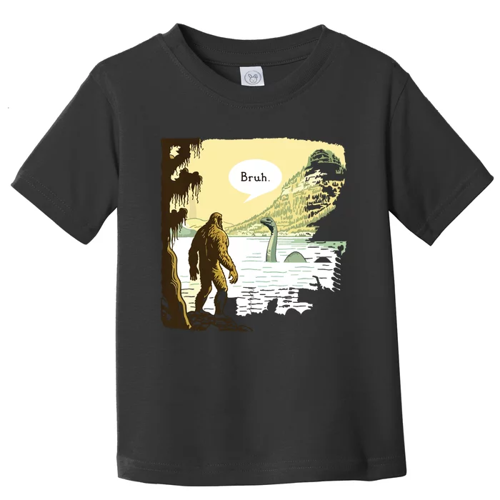 Funny Bigfoot Sasquatch Loch Ness Monster Introvert Bruh Toddler T-Shirt