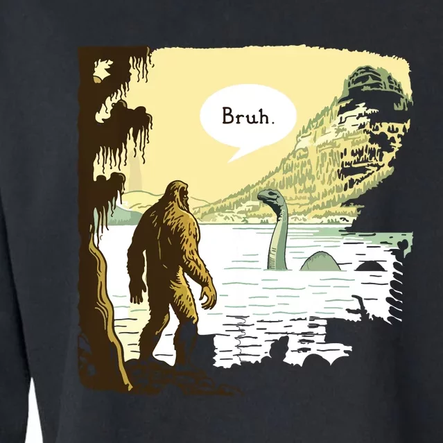 Funny Bigfoot Sasquatch Loch Ness Monster Introvert Bruh Cropped Pullover Crew