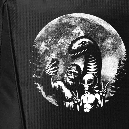 Funny Bigfoot Sasquatch Alien Loch Ness Full Moon Selfie City Backpack