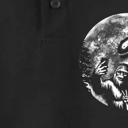 Funny Bigfoot Sasquatch Alien Loch Ness Full Moon Selfie Dry Zone Grid Performance Polo