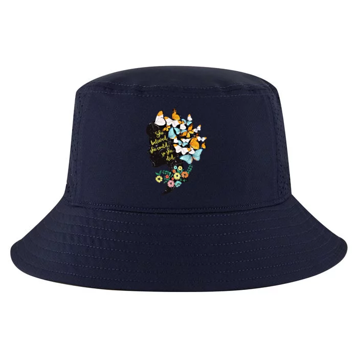 Floral Butterfly She Believed She Could So That She Did Gift Cool Comfort Performance Bucket Hat