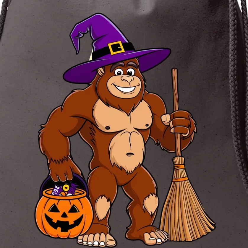 Funny Bigfoot Sasquatch Witch Halloween Costume Drawstring Bag