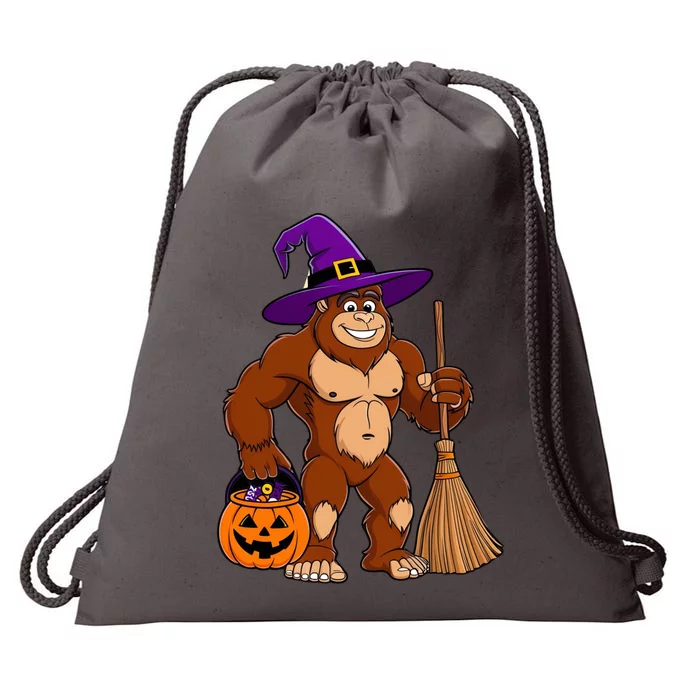 Funny Bigfoot Sasquatch Witch Halloween Costume Drawstring Bag