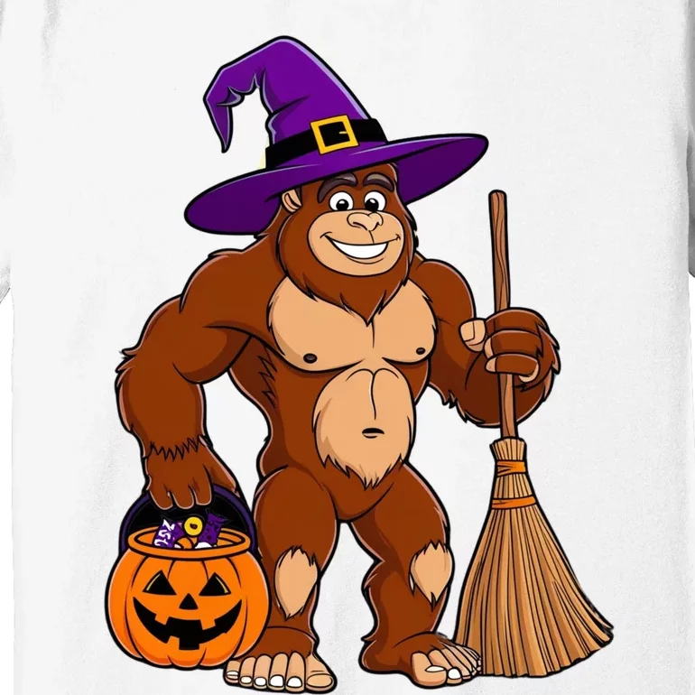 Funny Bigfoot Sasquatch Witch Halloween Costume Premium T-Shirt