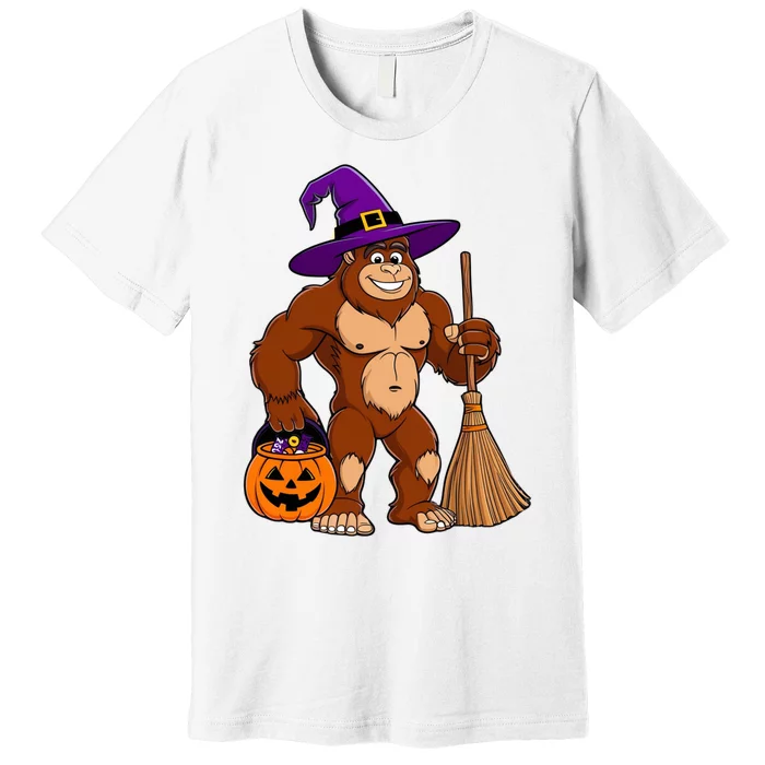 Funny Bigfoot Sasquatch Witch Halloween Costume Premium T-Shirt