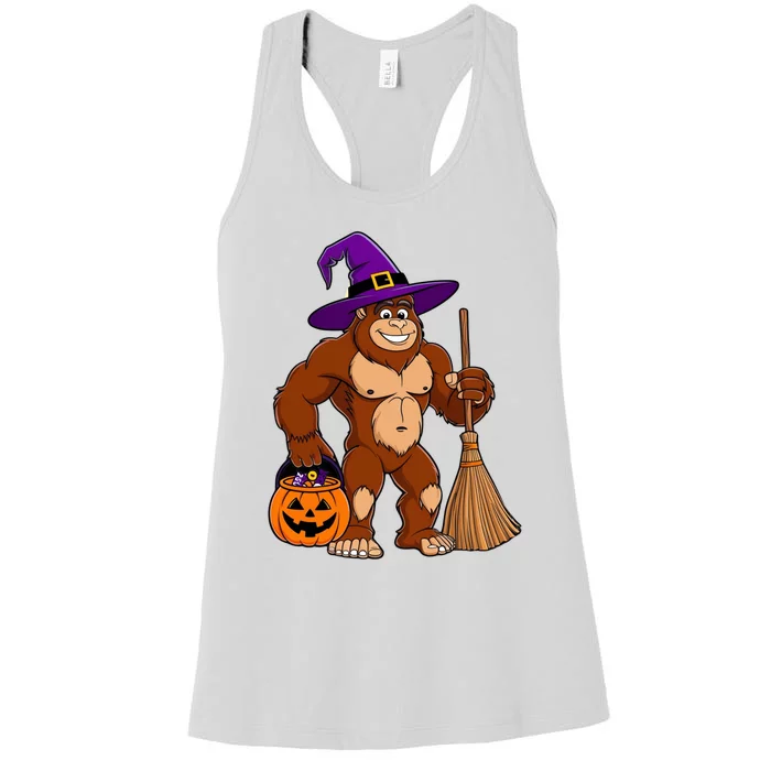 Funny Bigfoot Sasquatch Witch Halloween Costume Women's Racerback Tank