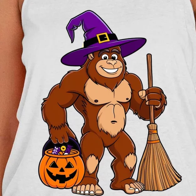 Funny Bigfoot Sasquatch Witch Halloween Costume Women's Knotted Racerback Tank