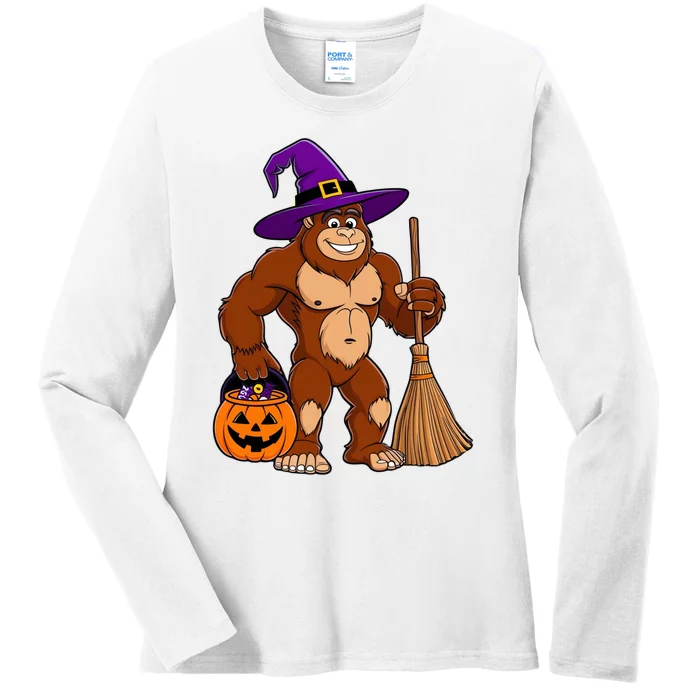 Funny Bigfoot Sasquatch Witch Halloween Costume Ladies Long Sleeve Shirt