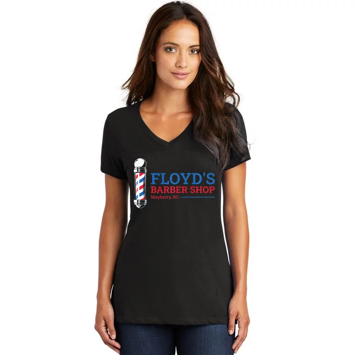 Floyds Barber Shop Mayberry North Carolina Women's V-Neck T-Shirt