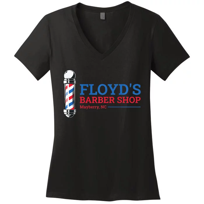 Floyds Barber Shop Mayberry North Carolina Women's V-Neck T-Shirt