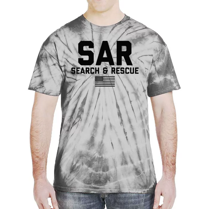 FRONT & BACK Search And Rescue American Flag SAR Team Tie-Dye T-Shirt